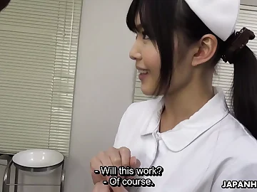 Shino Aoi, the killer Asian nurse, gives a filthy blowage to a patient's violated gam in the physician's office
