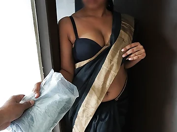 HotSaree, the mischievous Sri Lankan Sinhala hook-up schoolteacher, gets her large fun bags penetrated by a delivery stud while her husband is